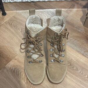 Dolce Vita Beige Lace-Up Boots